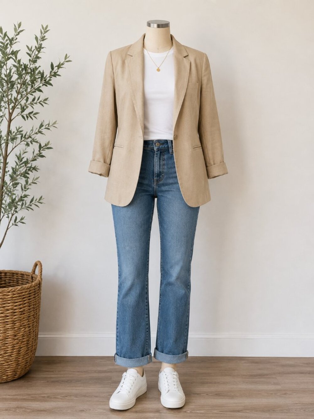 Rachel Zoe Linen Cotton Boyfriend Blazer Large Tan Oatmeal - Picture 6 of 8